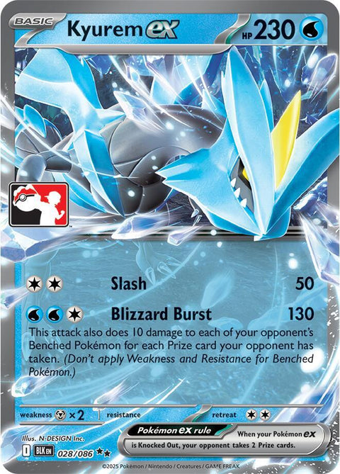 Kyurem ex - 028/132 - Prize Pack Series Eight — Play! Pokémon stamped prize pack card