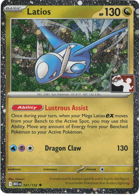 Latios - 101/132 - Prize Pack Series Eight — Play! Pokémon stamped prize pack card