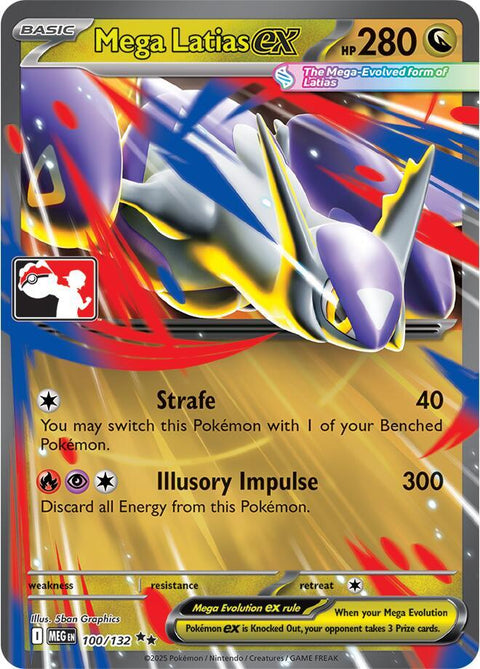 Mega Latias ex - 100/132 - Prize Pack Series Eight — Play! Pokémon stamped prize pack card