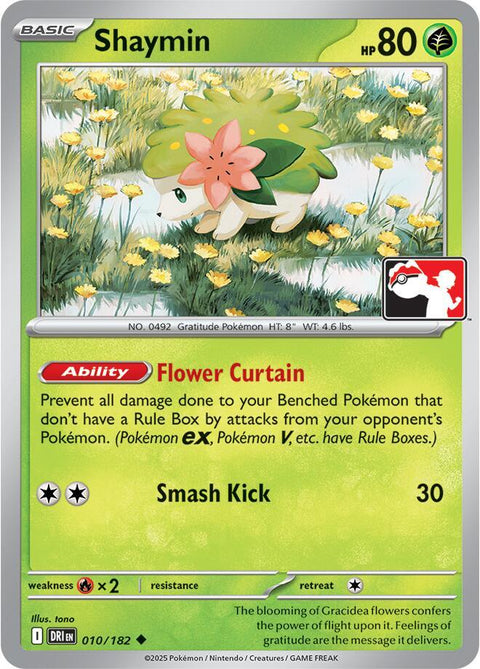 Shaymin - 010/182 - Prize Pack Series Eight — Play! Pokémon stamped prize pack card