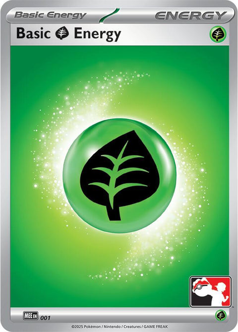 Basic Grass Energy - 001 - Prize Pack Series Nine — Play! Pokémon stamped prize pack card