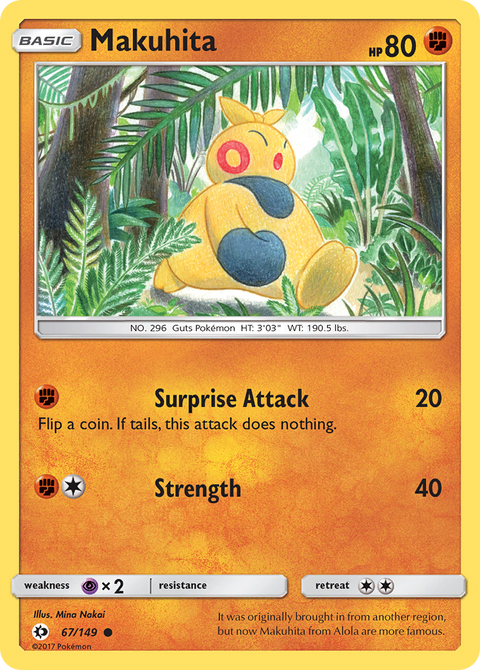 Makuhita 67 Sun & Moon Pokémon card