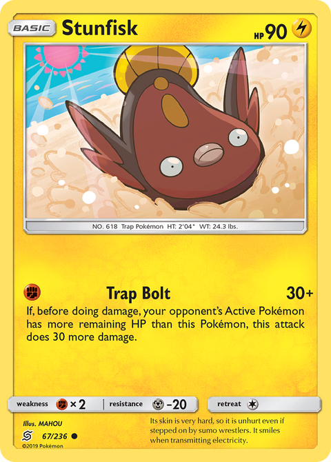 Stunfisk 67 Unified Minds Pokémon card