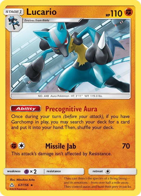 Lucario 67 Ultra Prism Pokémon card