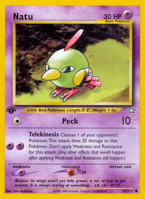 Natu 67 Neo Genesis Pokémon card