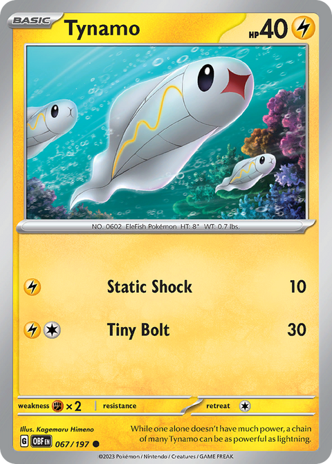 Tynamo 67 Obsidian Flames Pokémon card