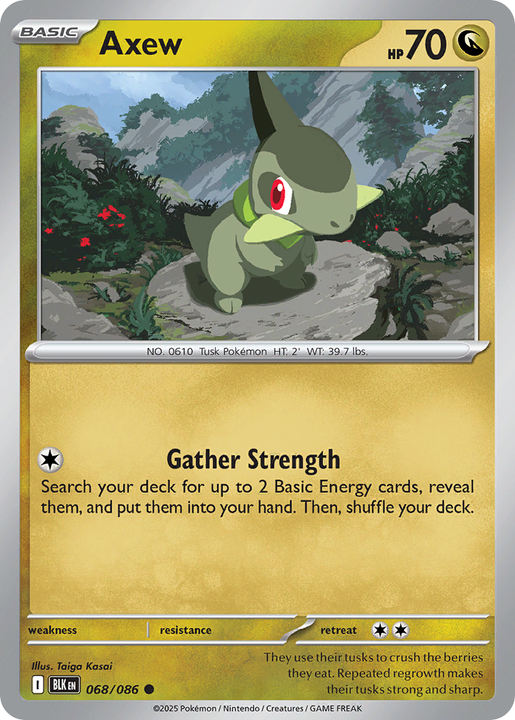 Axew 68 Black Bolt Pokémon card