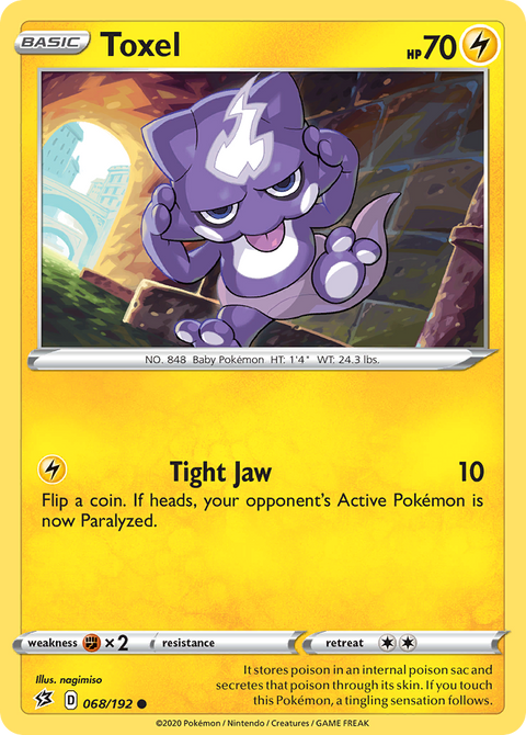 Toxel 68 Rebel Clash Pokémon card
