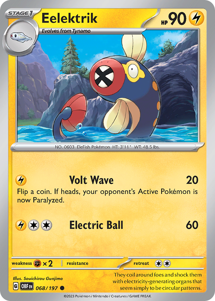 Eelektrik 68 Obsidian Flames Pokémon card