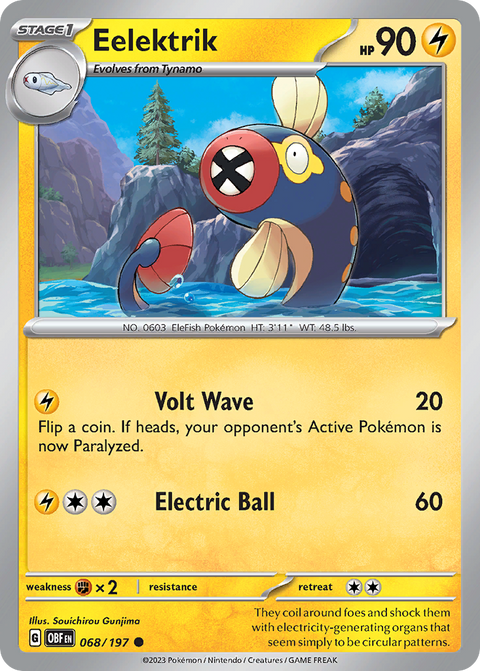 Eelektrik 68 Obsidian Flames Pokémon card