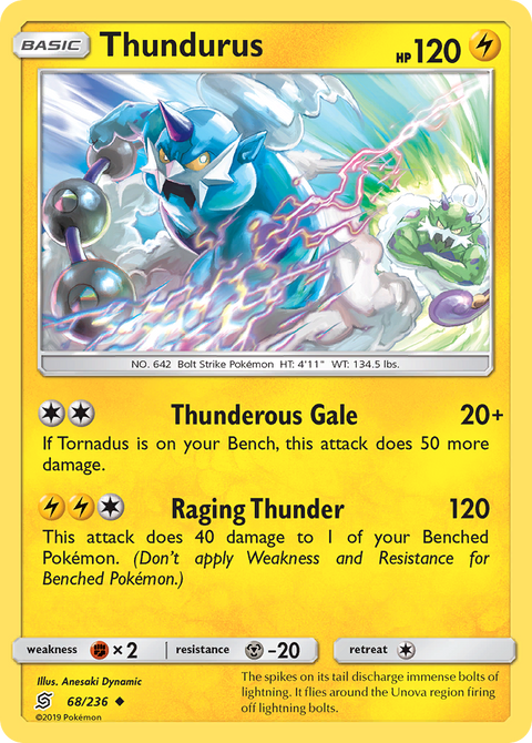 Thundurus 68 Unified Minds Pokémon card