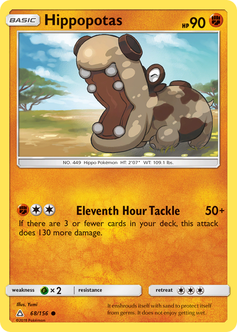 Hippopotas 68 Ultra Prism Pokémon card