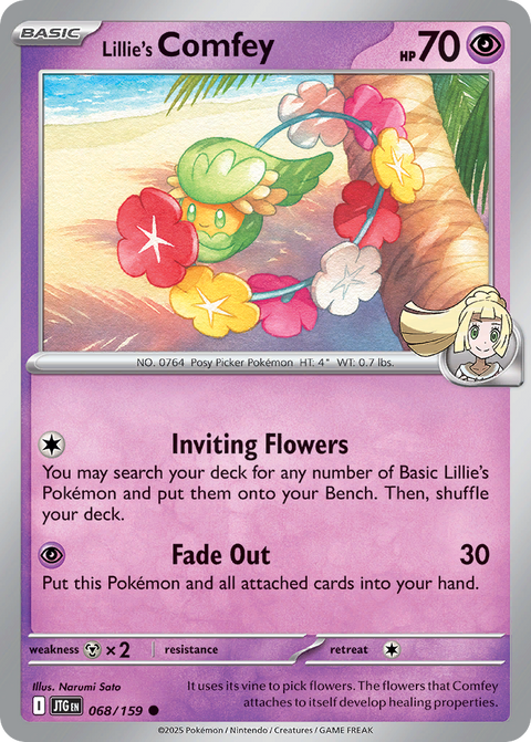 Lillie's Comfey 68 Journey Together Pokémon card