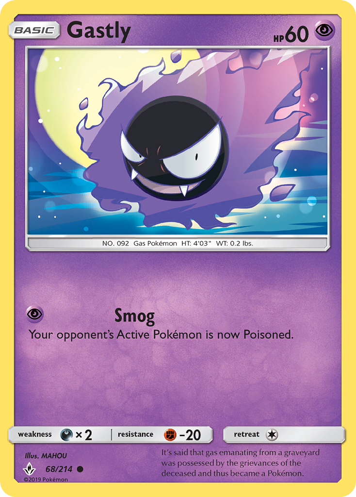 Gastly 68 Unbroken Bonds Pokémon card