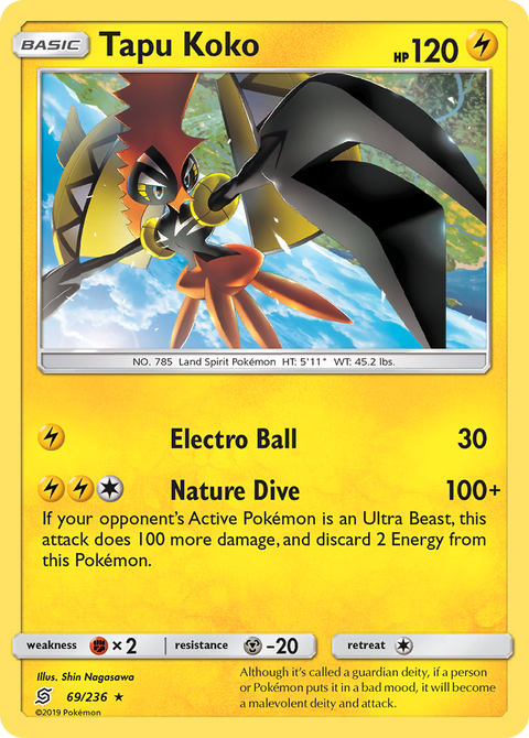 Tapu Koko 69 Unified Minds Pokémon card