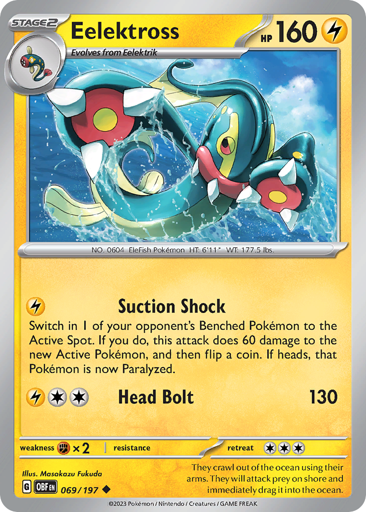 Eelektross 69 Obsidian Flames Pokémon card
