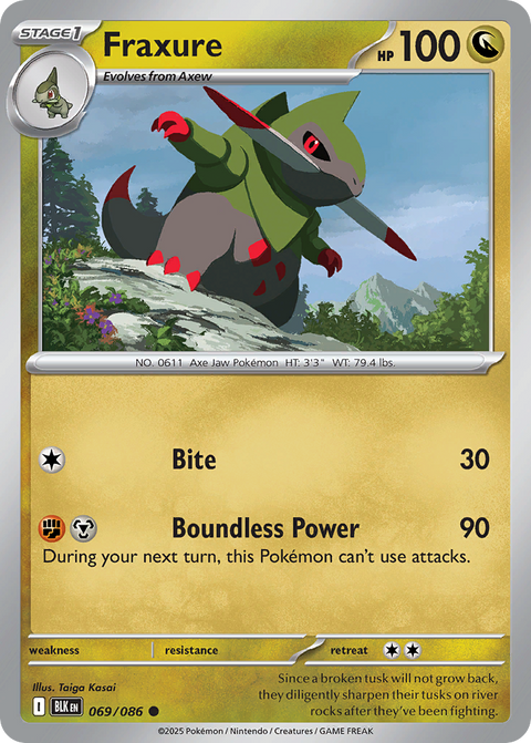 Fraxure 69 Black Bolt Pokémon card