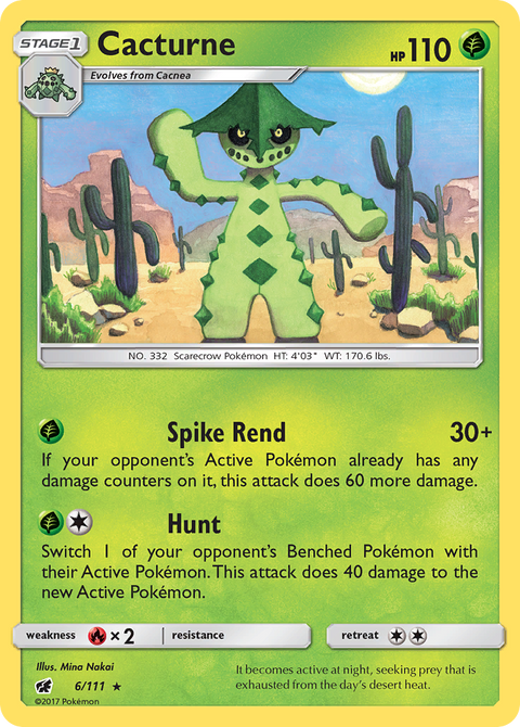 Cacturne 6 Crimson Invasion Pokémon card