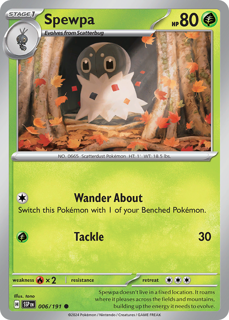 Spewpa 6 Surging Sparks Pokémon card