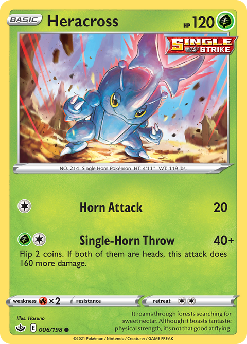 Heracross 6 Chilling Reign Pokémon card