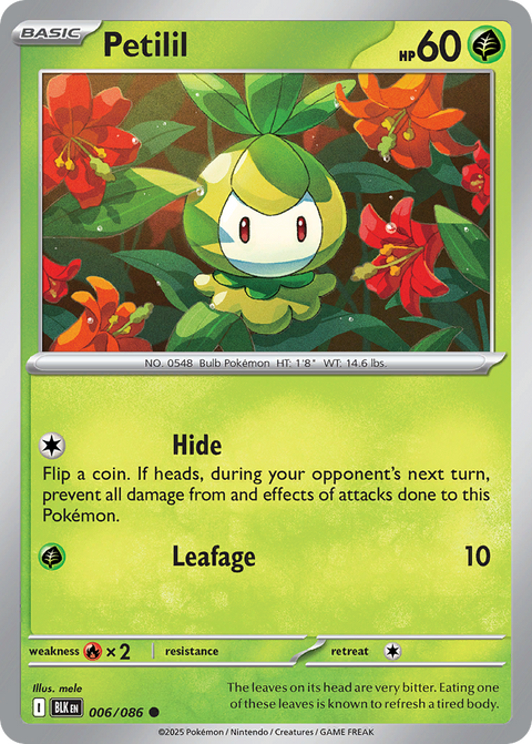 Petilil 6 Black Bolt Pokémon card
