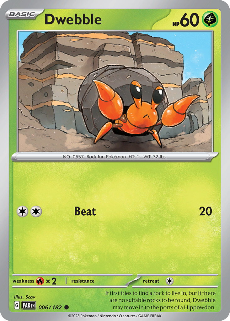Dwebble 6 Paradox Rift Pokémon card