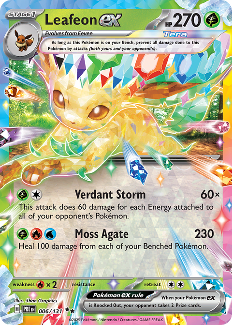 Leafeon ex 6 Prismatic Evolutions Pokémon card