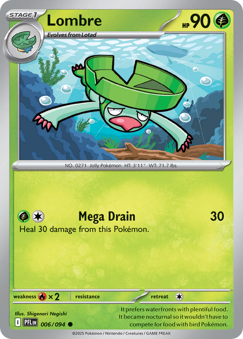 Lombre 6 Phantasmal Flames Pokémon card