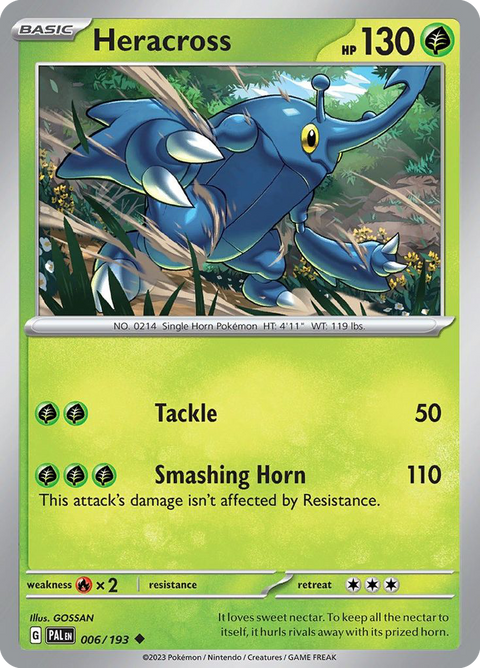 Heracross 6 Paldea Evolved Pokémon card
