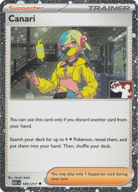 Canari - 185/217 - Prize Pack Series Nine — Play! Pokémon stamped prize pack card