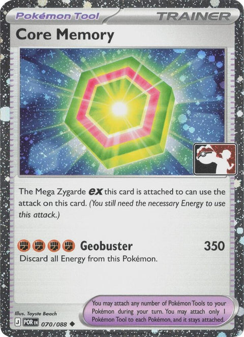 Core Memory - 070/088 - Prize Pack Series Nine — Play! Pokémon stamped prize pack card
