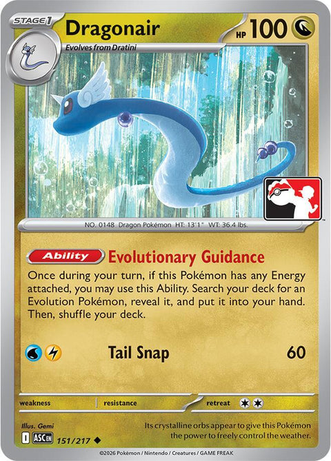 Dragonair - 151/217 - Prize Pack Series Nine — Play! Pokémon stamped prize pack card