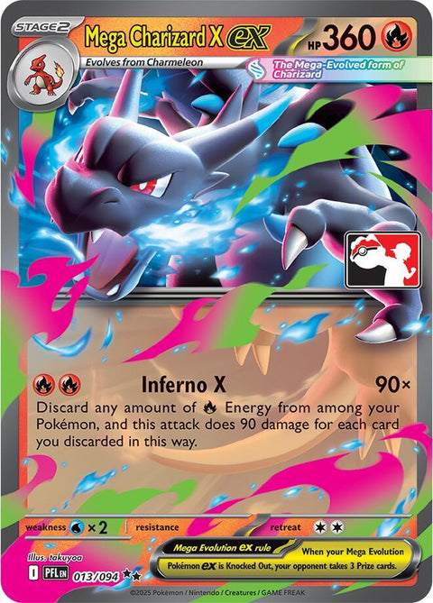 Mega Charizard X ex - 013/094 - Prize Pack Series Nine — Play! Pokémon stamped prize pack card