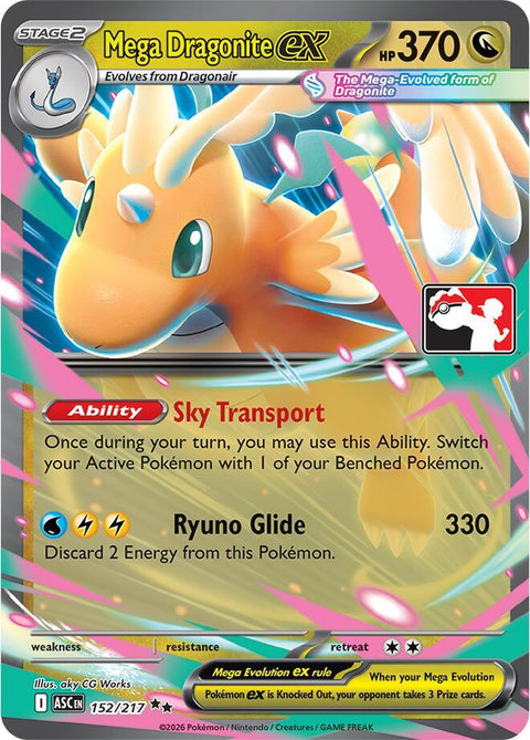 Mega Dragonite ex - 152/217 - Prize Pack Series Nine — Play! Pokémon stamped prize pack card