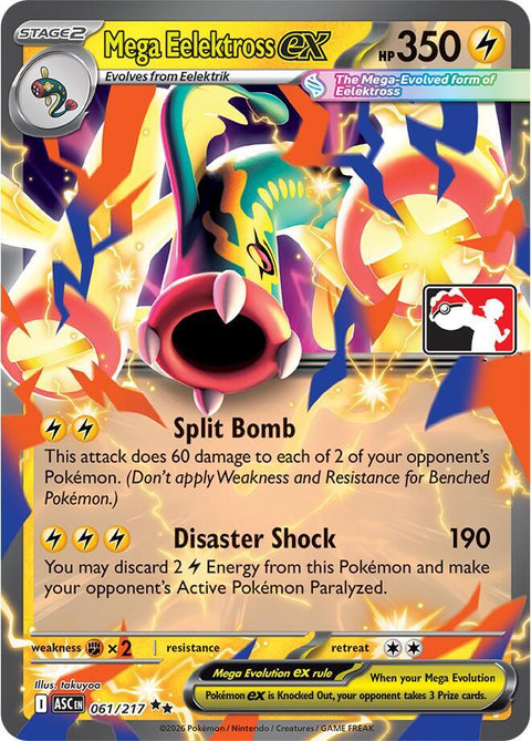 Mega Eelektross ex - 061/094 - Prize Pack Series Nine — Play! Pokémon stamped prize pack card
