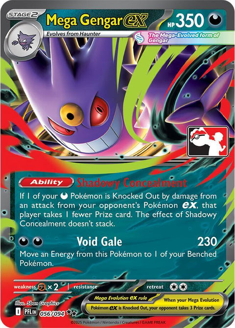 Mega Gengar ex - 056/094 - Prize Pack Series Nine — Play! Pokémon stamped prize pack card