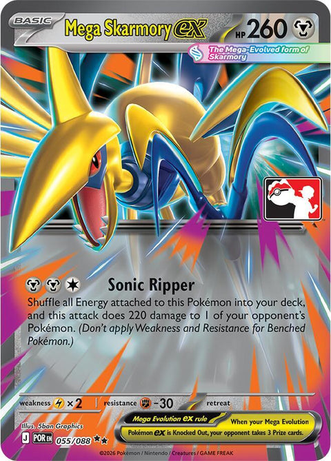Mega Skarmory ex - 055/159 - Prize Pack Series Nine — Play! Pokémon stamped prize pack card