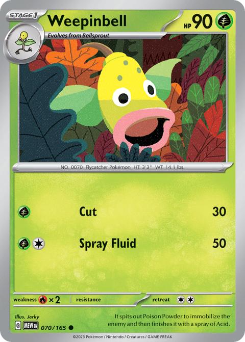 Weepinbell 70 151 Pokémon card
