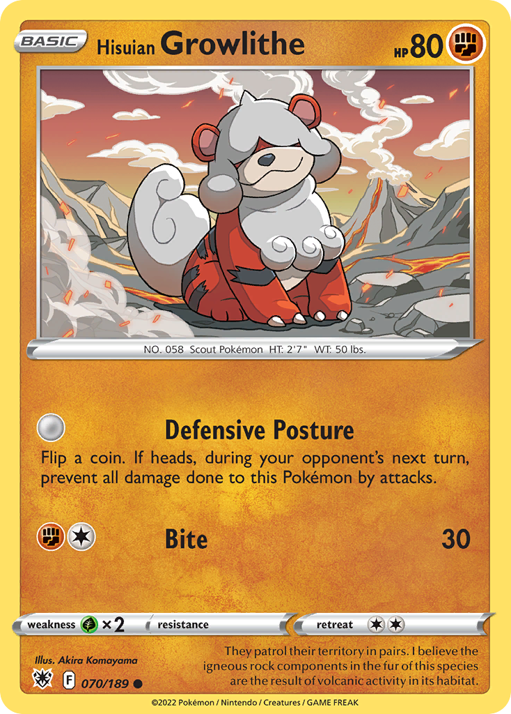 Hisuian Growlithe 70 Astral Radiance Pokémon card