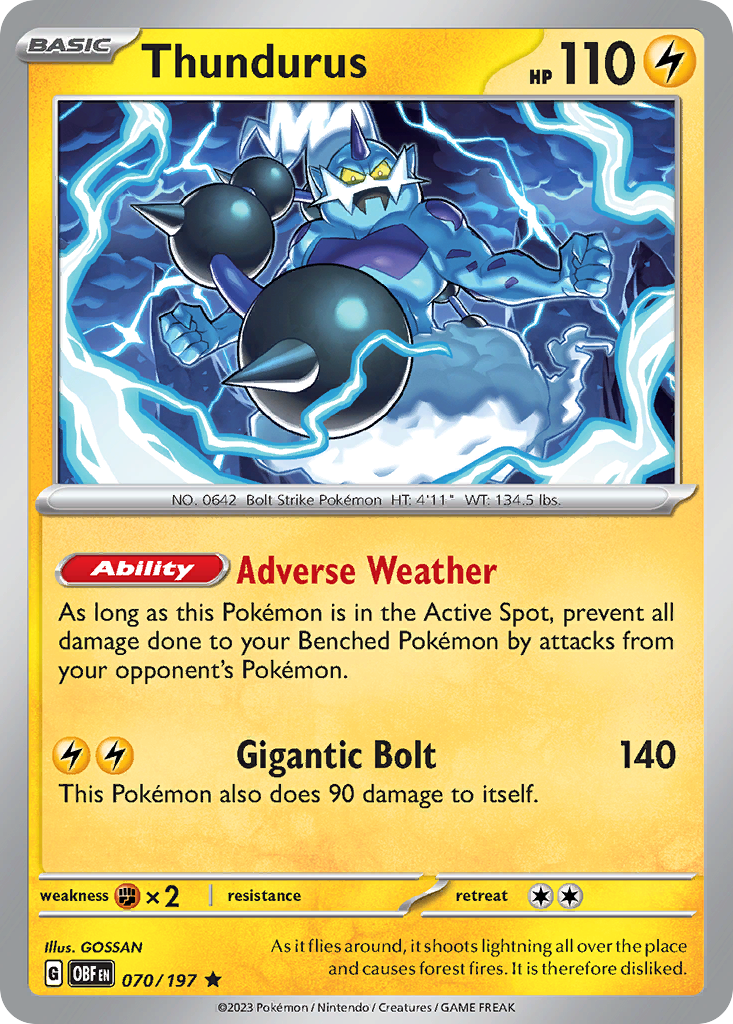 Thundurus 70 Obsidian Flames Pokémon card