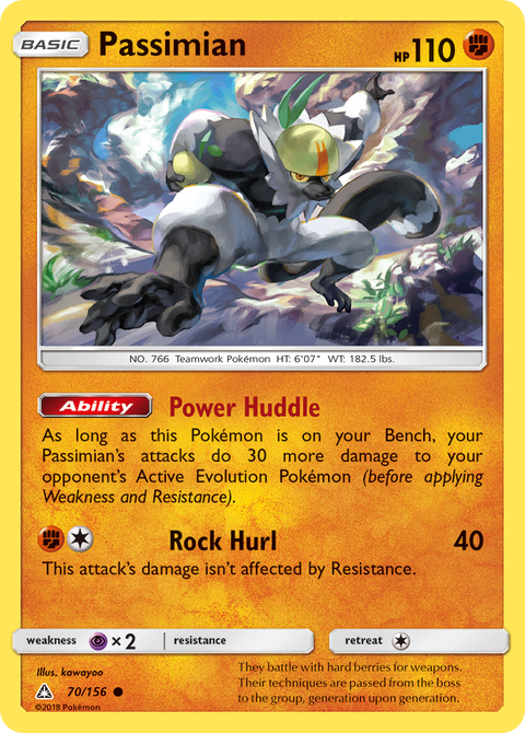 Passimian 70 Ultra Prism Pokémon card