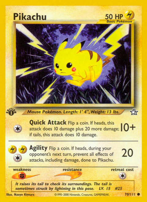 Pikachu 70 Neo Genesis Pokémon card