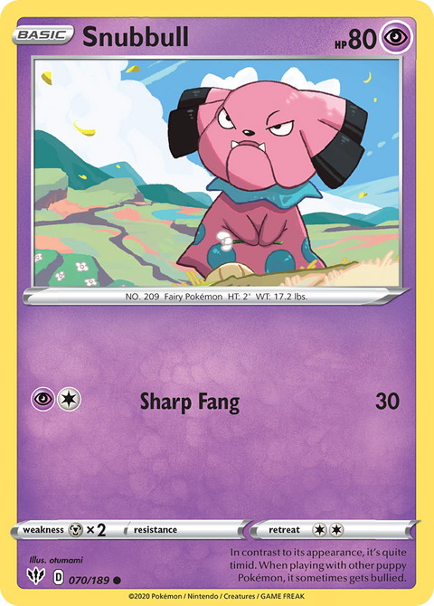 Snubbull 70 Darkness Ablaze Pokémon card