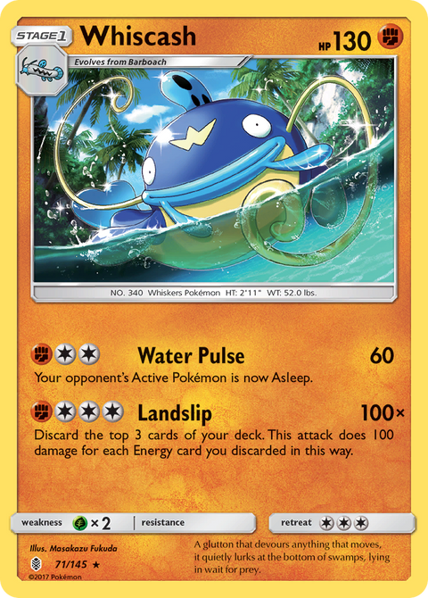 Whiscash 71 Guardians Rising Pokémon card