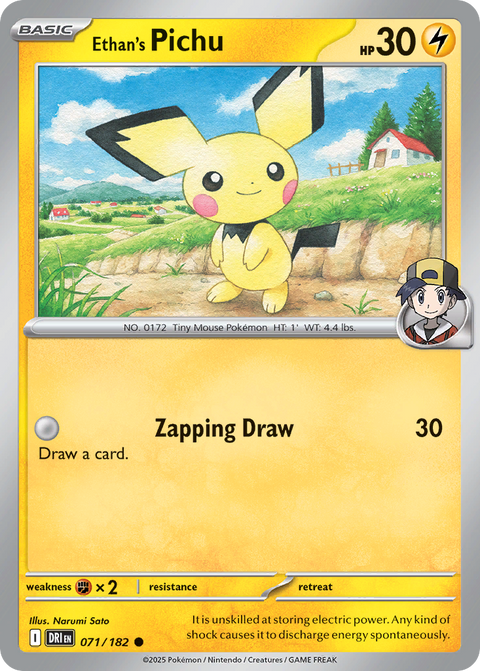 Ethan's Pichu 71 Destined Rivals Pokémon card