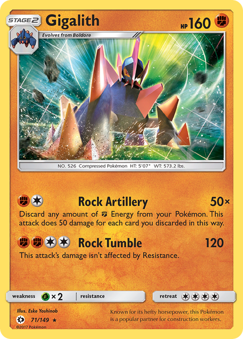Gigalith 71 Sun & Moon Pokémon card