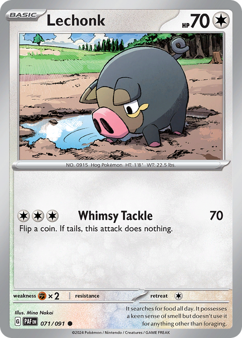 Lechonk 71 Paldean Fates Pokémon card