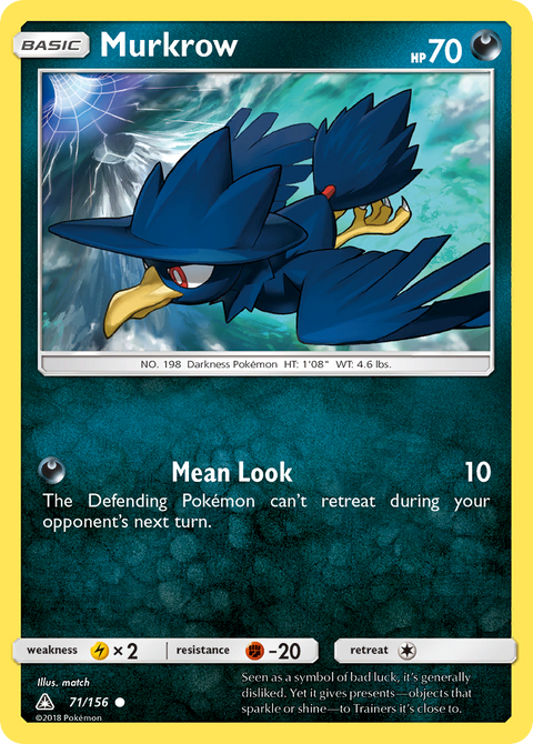 Murkrow 71 Ultra Prism Pokémon card