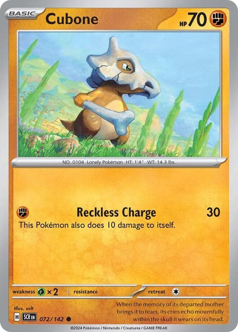 Cubone 72 Stellar Crown Pokémon card