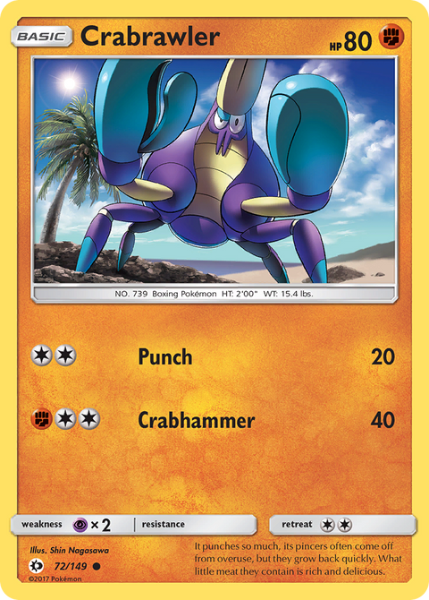 Crabrawler 72 Sun & Moon Pokémon card